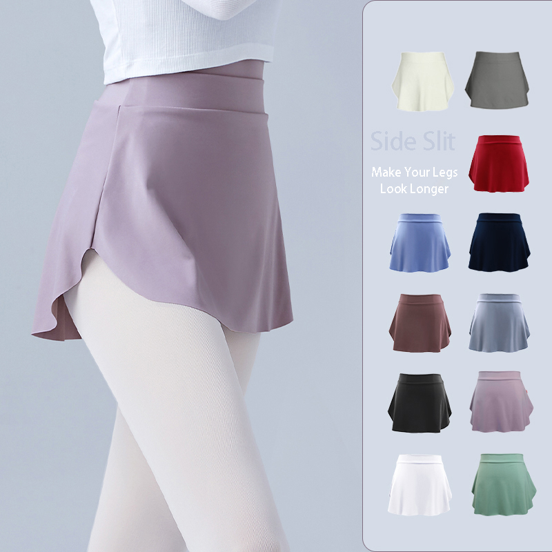 Yoga Fitness Dress - Women Side Split Dance Skirts Adult