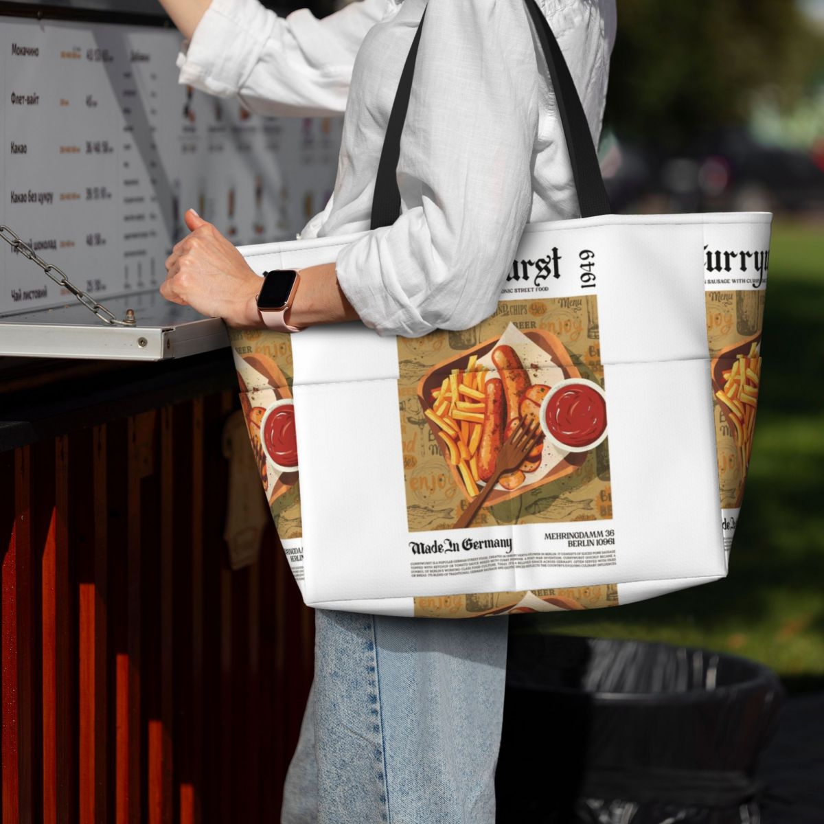 Yoga Fitness Tote - Currywurst Wall Art Beach Tote Bag