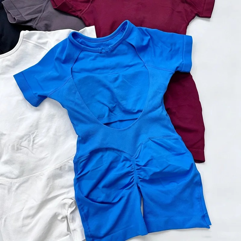 Short-sleeved backless one-pie - đánh giá và giá Yoga Fitness Dress