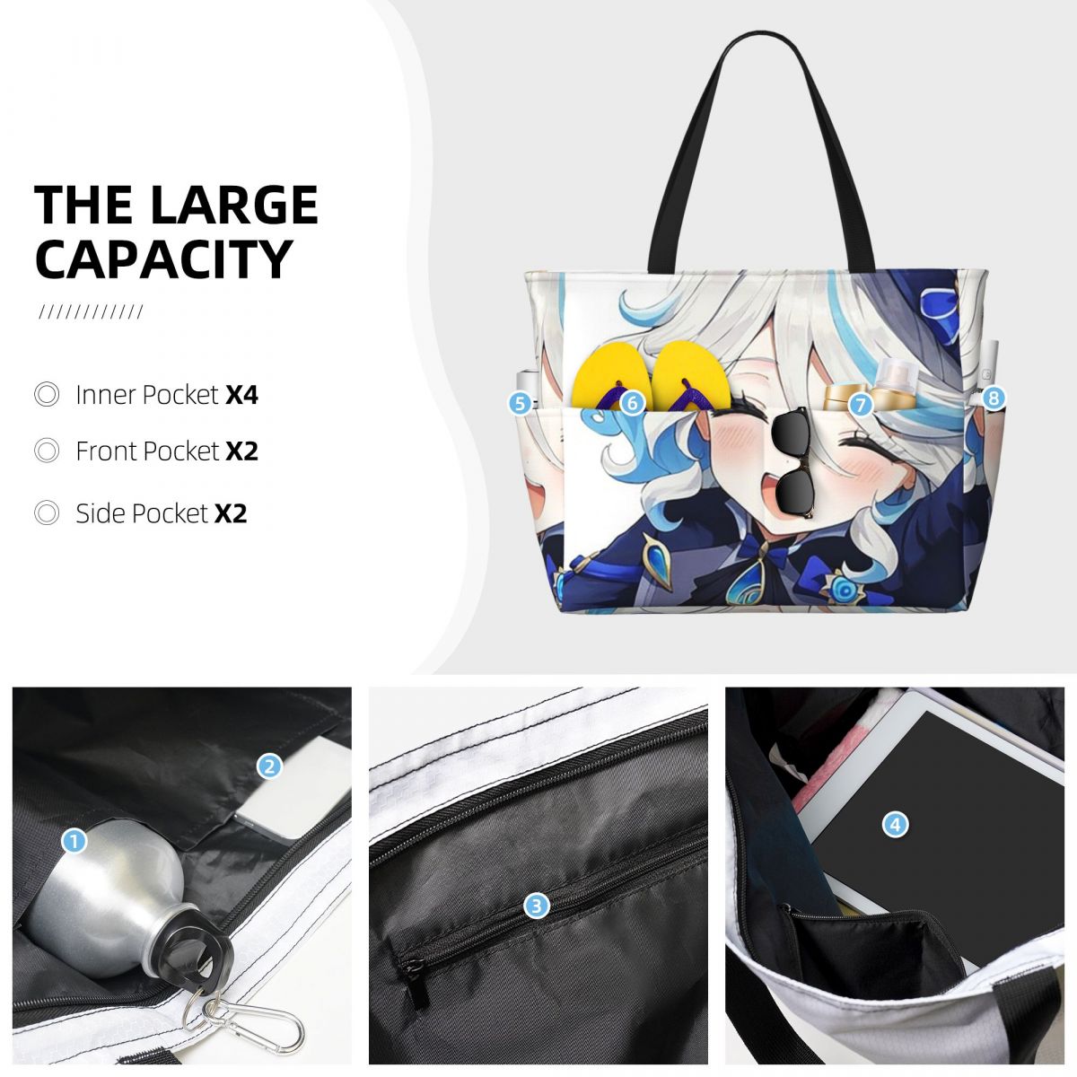Furina Genshin Impact Beach To - đánh giá và giá Yoga Fitness Tote