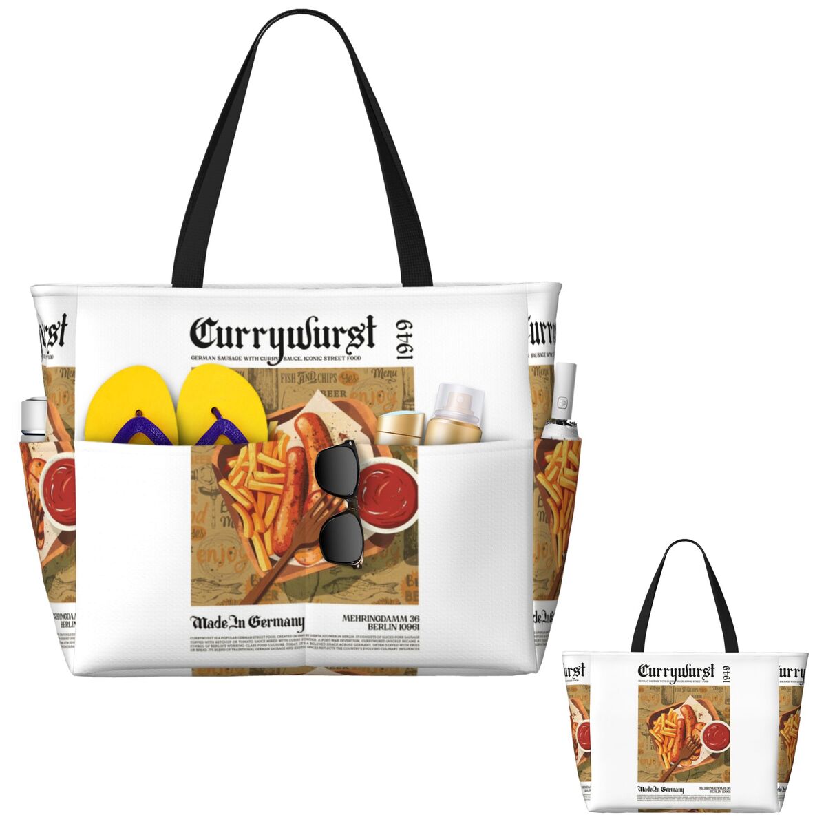Currywurst Wall Art Beach Tote - đánh giá và giá Yoga Fitness Tote