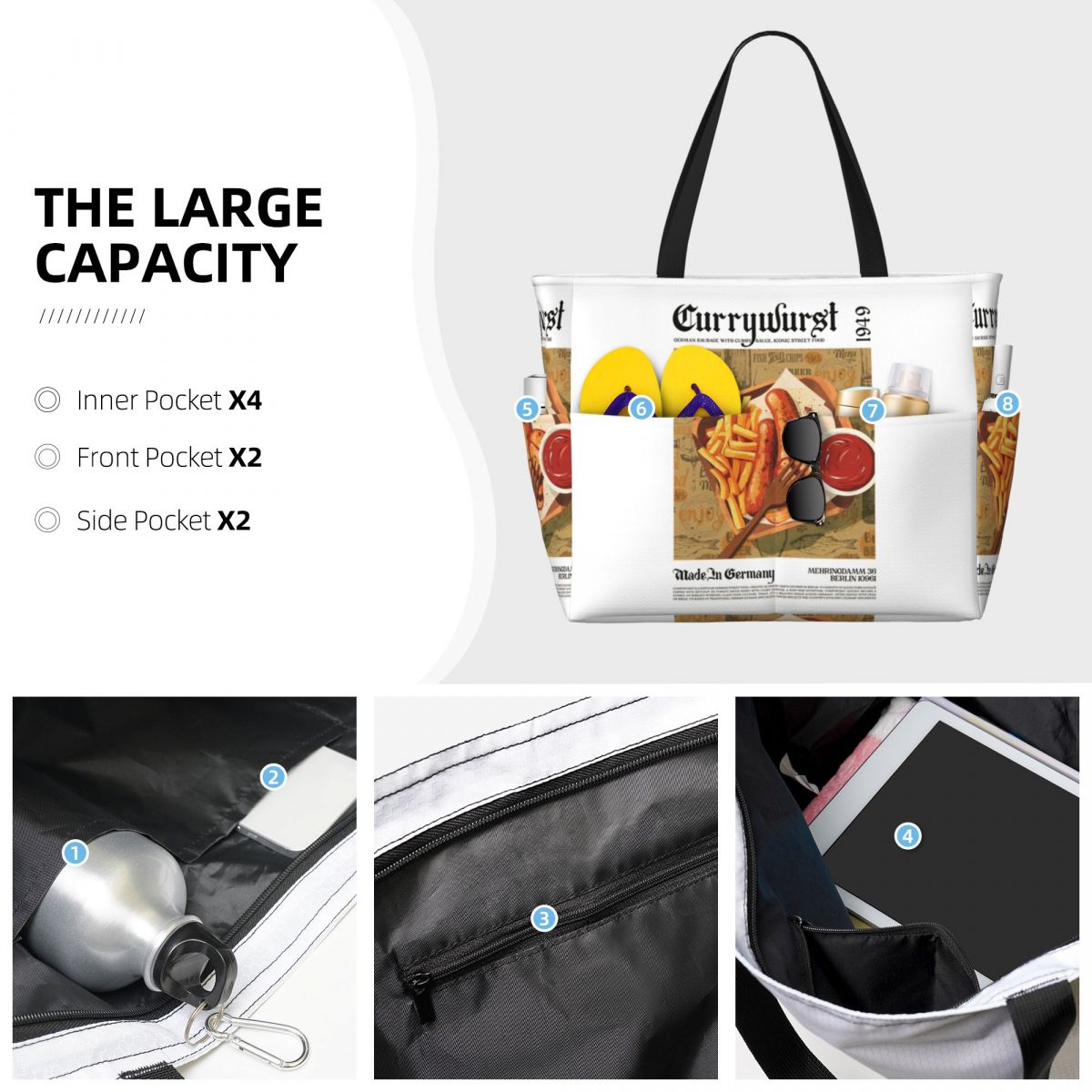 Currywurst Wall Art Beach Tote - đánh giá và giá Yoga Fitness Tote