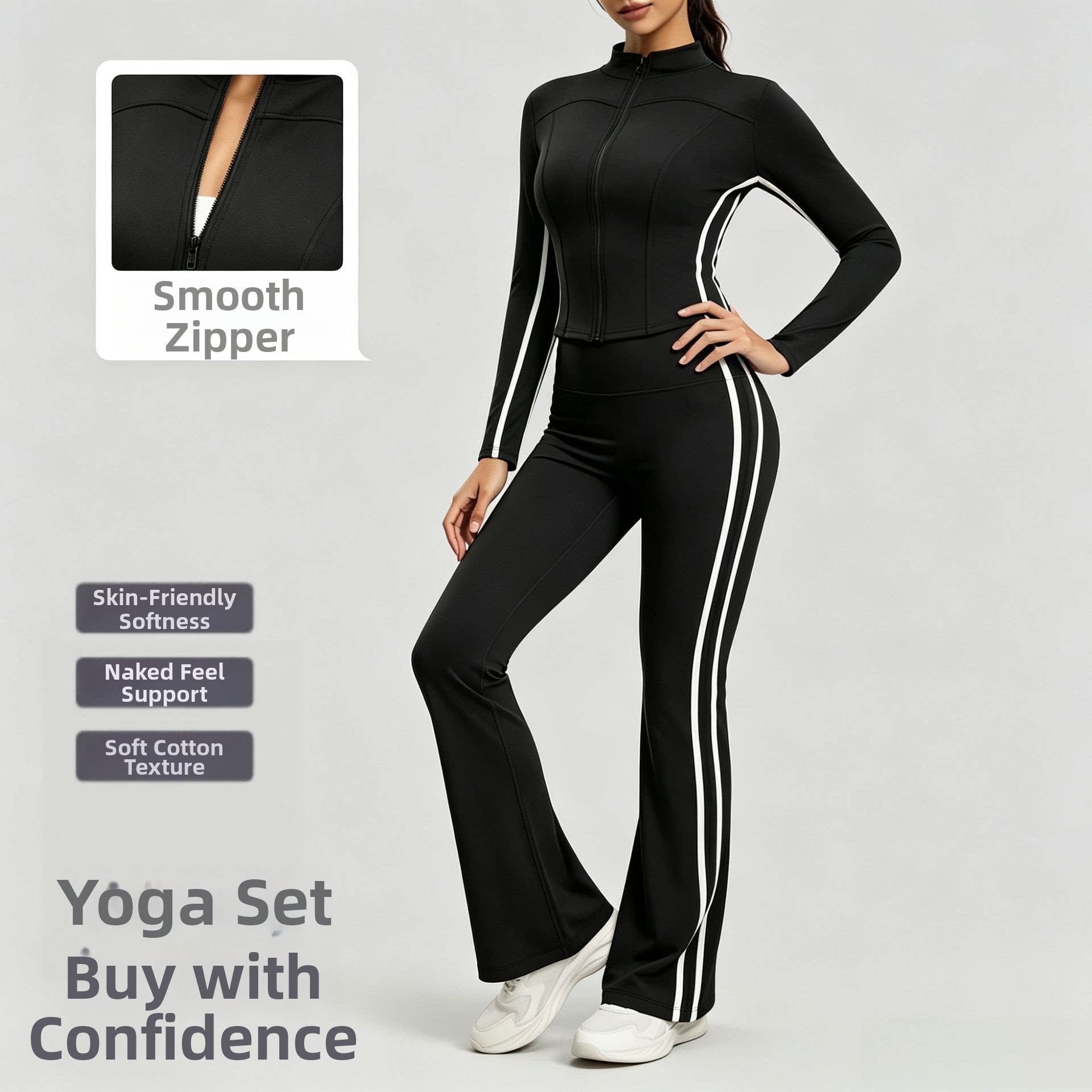 Women Striped Fall Workout Set - đánh giá và giá Yoga Fitness Set
