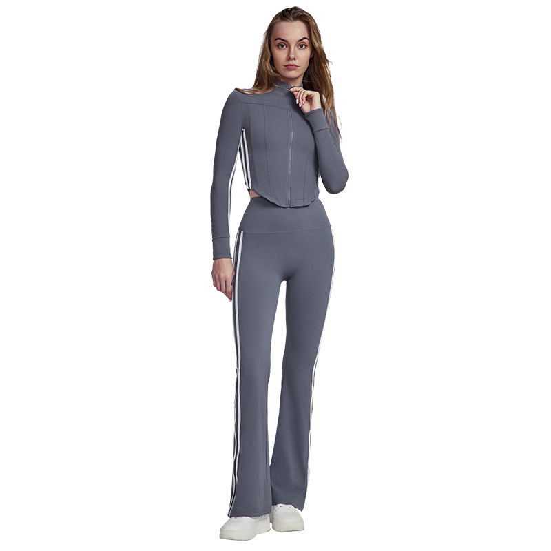 Women Striped Fall Workout Set - đánh giá và giá Yoga Fitness Set
